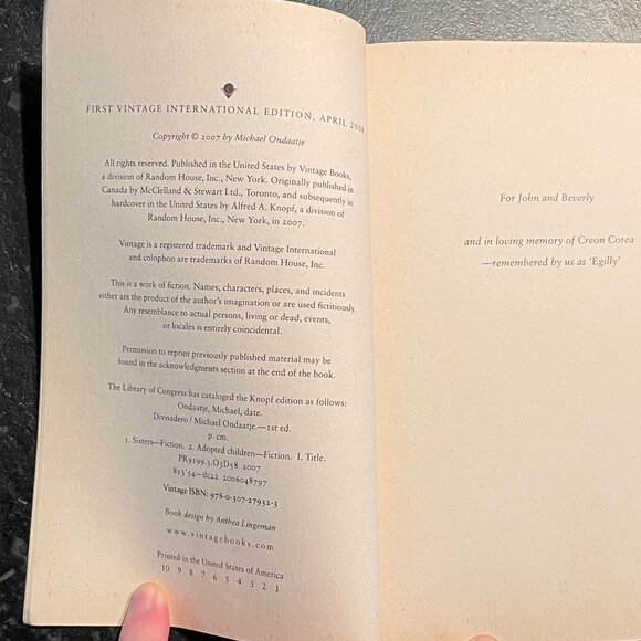 "Divisadero," by Michael Ondaatje, 2008 1st Ed. Paperback - Picture 5 of 5